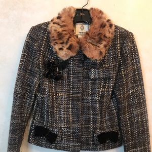 Daslu Brazil Tweed jacket with fur collar